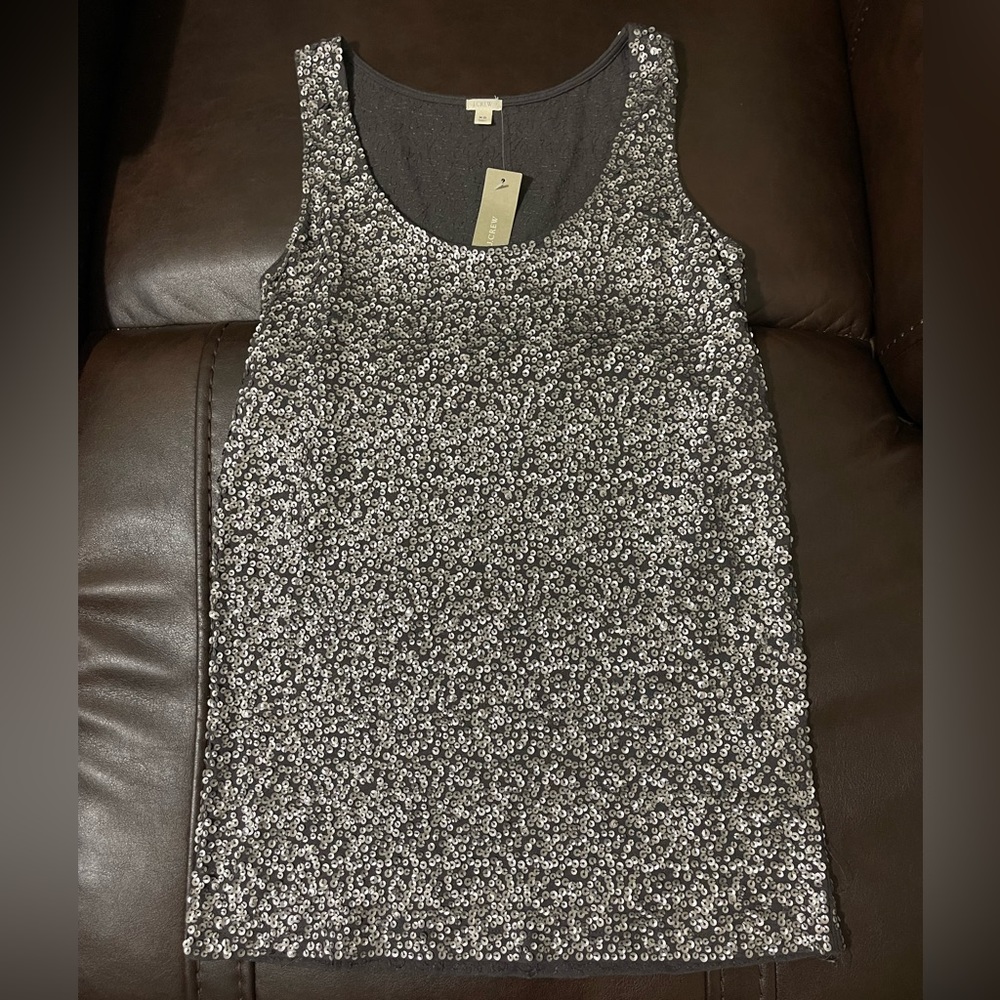 J. Crew Pewter Sequin Tank (dark silver)